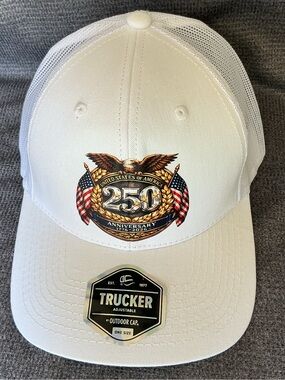 Outdoor Cap USA 250 Eagle Trucker Hat – White Mesh Patriotic Adjustable Cap